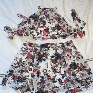 Crop top and short floral set